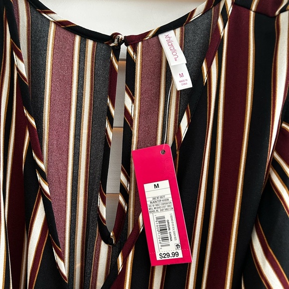 NWT Xhilaration Black and White Striped Jumpsuit with Wrap Top - Picture 2 of 7